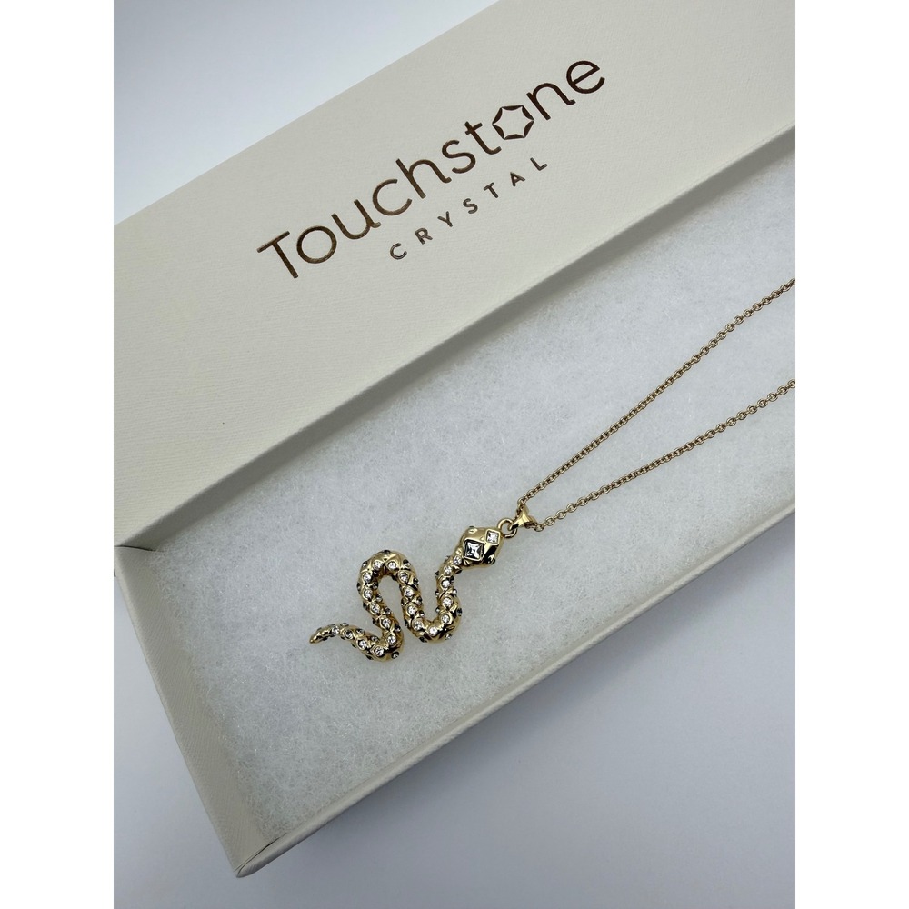 Touchstone Crystal by Swarovski Serpent‎ Necklace Gold Plated Snake Pendant